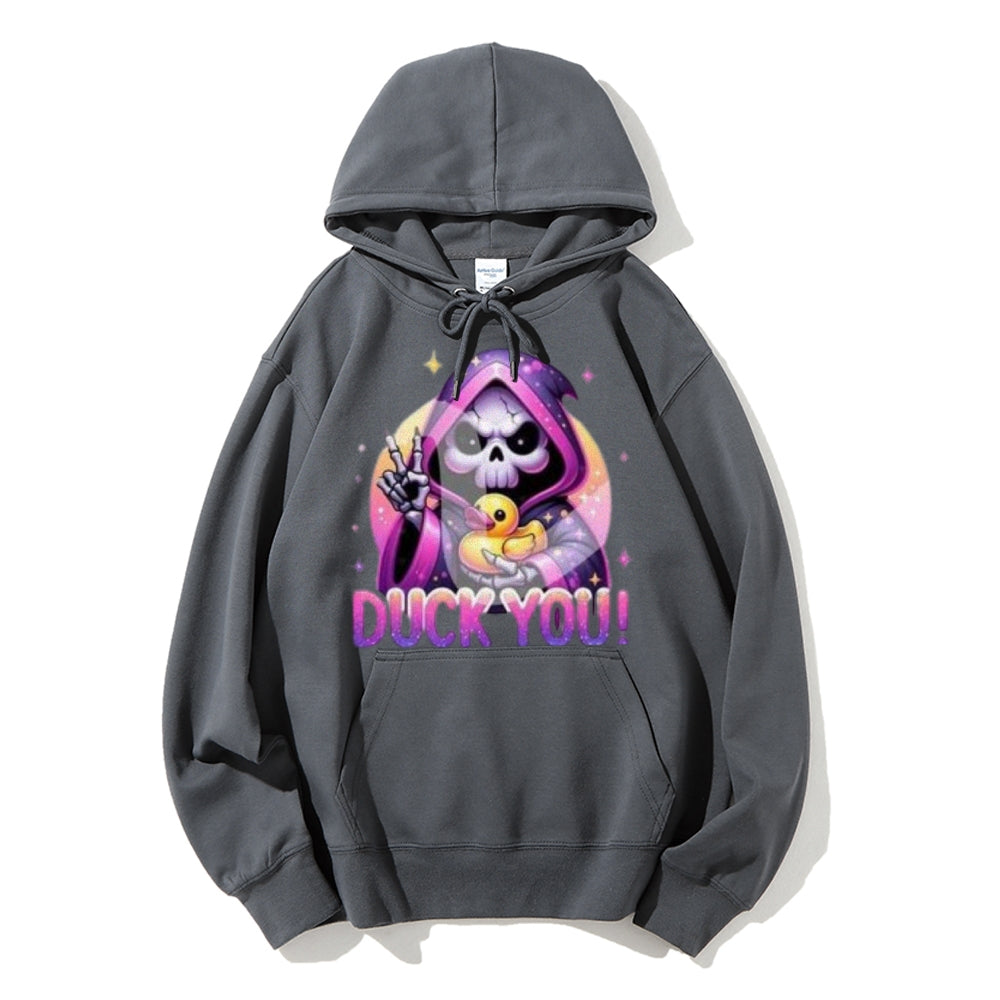 Women Cute Duck with Skull Graphic Hoodies