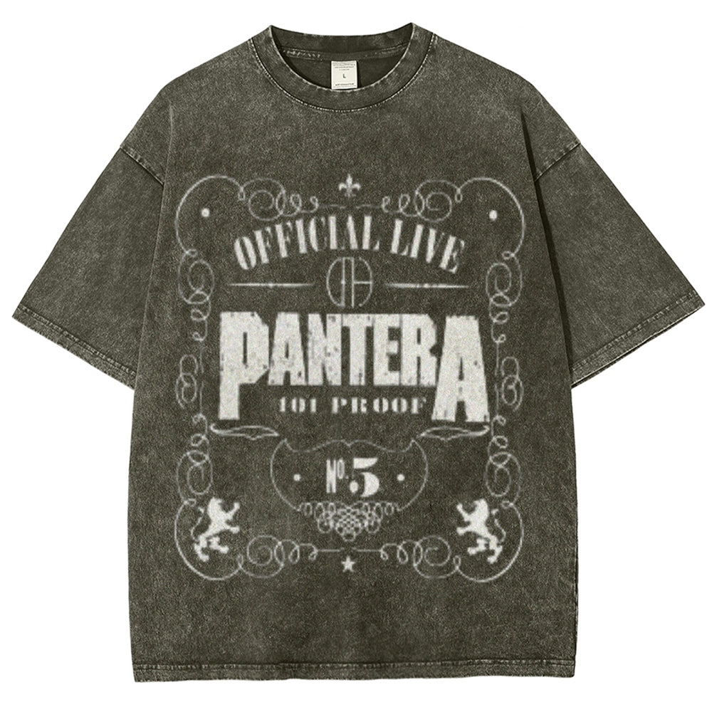 Unisex Vintage The Pantera Rock Band Print Short Sleeve Casual Graphic Washed T-shirt