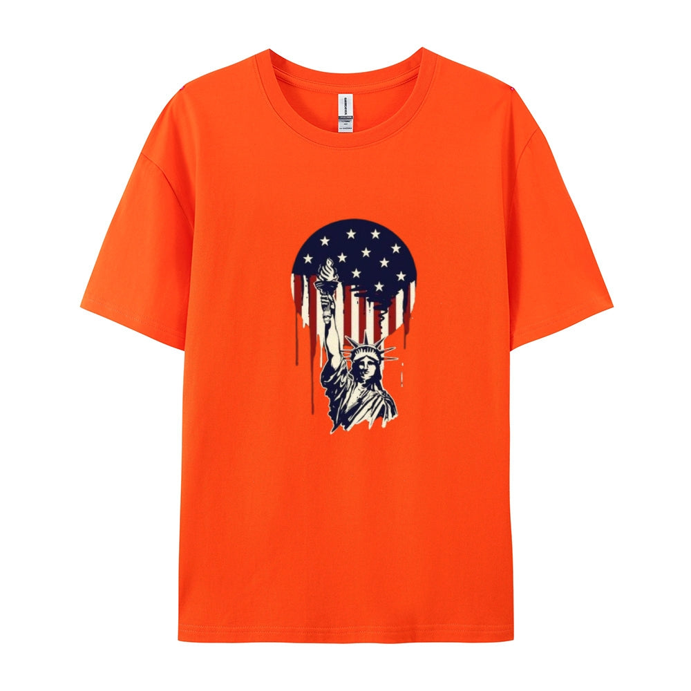 Mens Independence Day Freedom Flag Print Graphic Tee