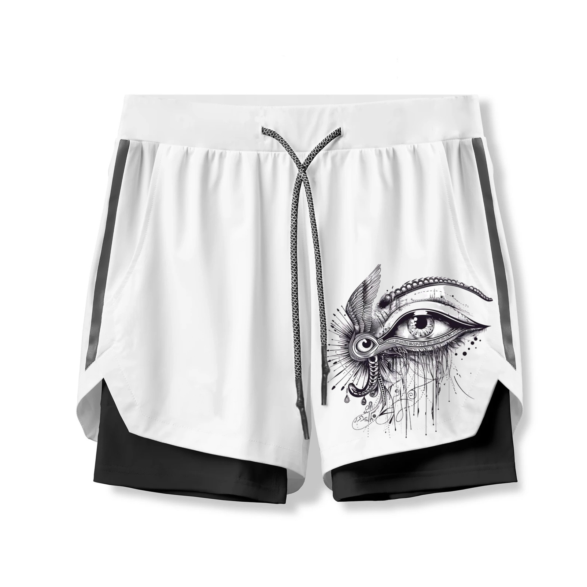 Evil Eye Print 2 In 1 Gym Shorts for Men