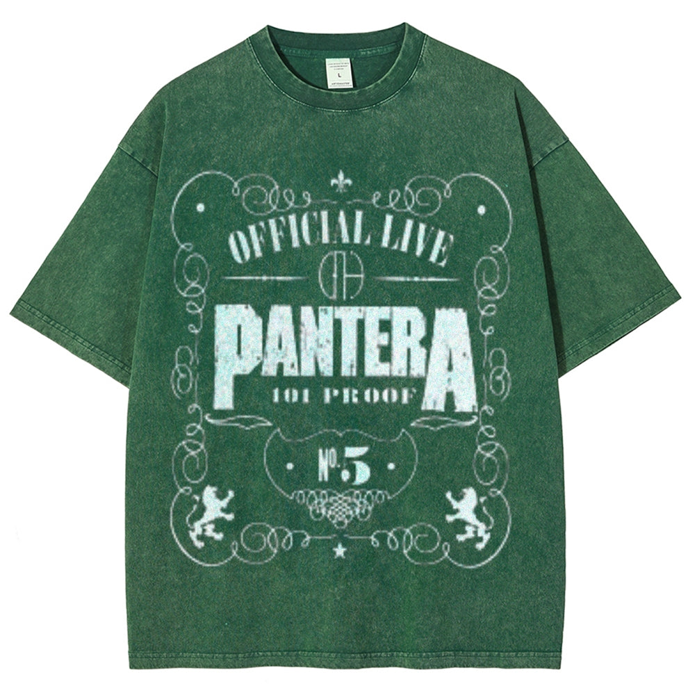 Unisex Vintage The Pantera Rock Band Print Short Sleeve Casual Graphic Washed T-shirt