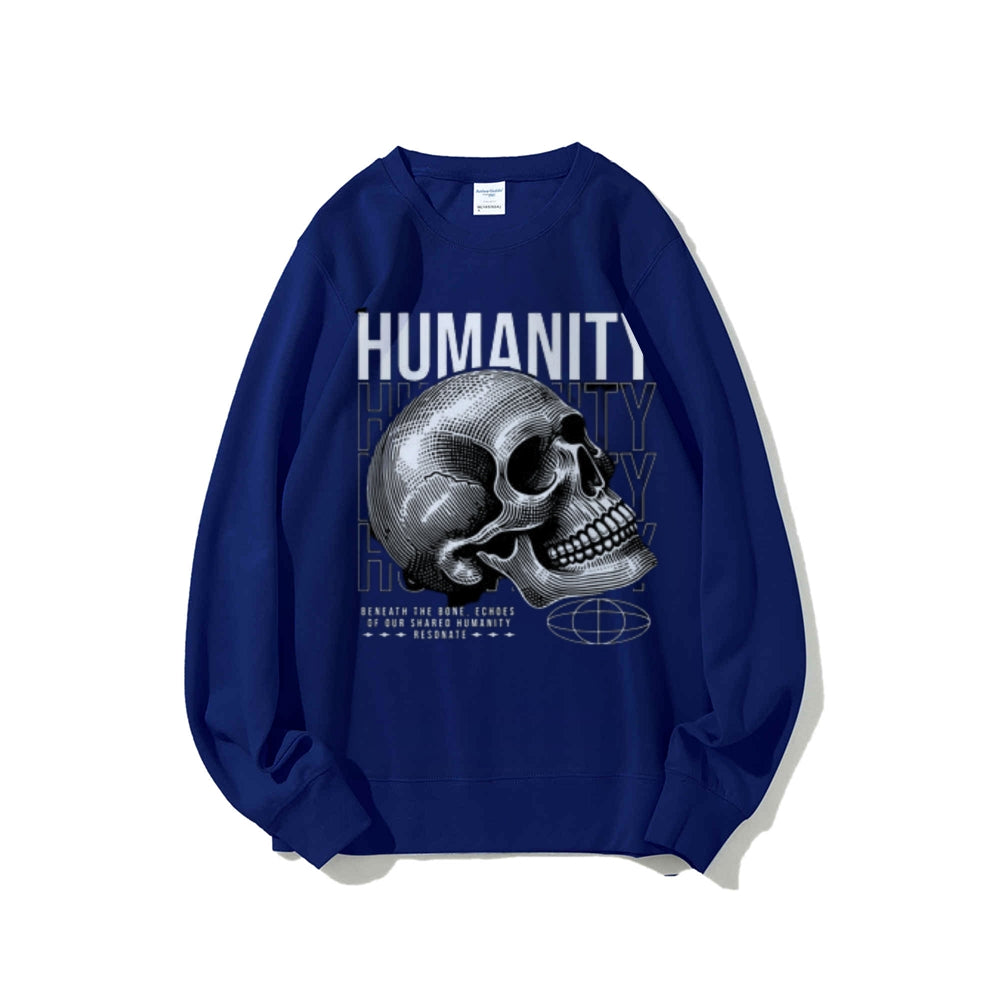 Women Vintage Humanity Skull Graphic Sweatshirts