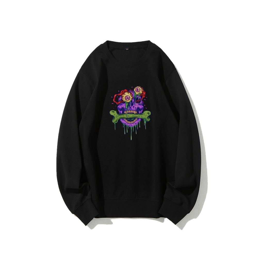 Mens Scary Eyeball Skull Graphic Sweatshirts