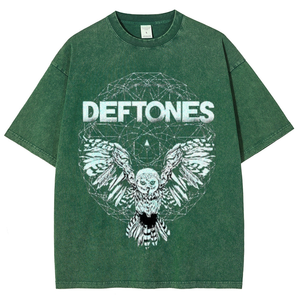 Unisex Vintage The Deftones Rock Band Print Short Sleeve Casual Graphic Washed T-shirt