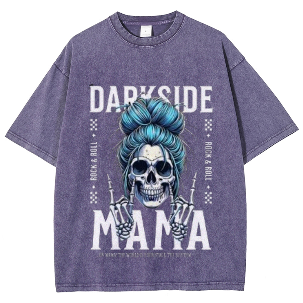 Women Washed Vintage Darkside MaMa Graphic T-shirt