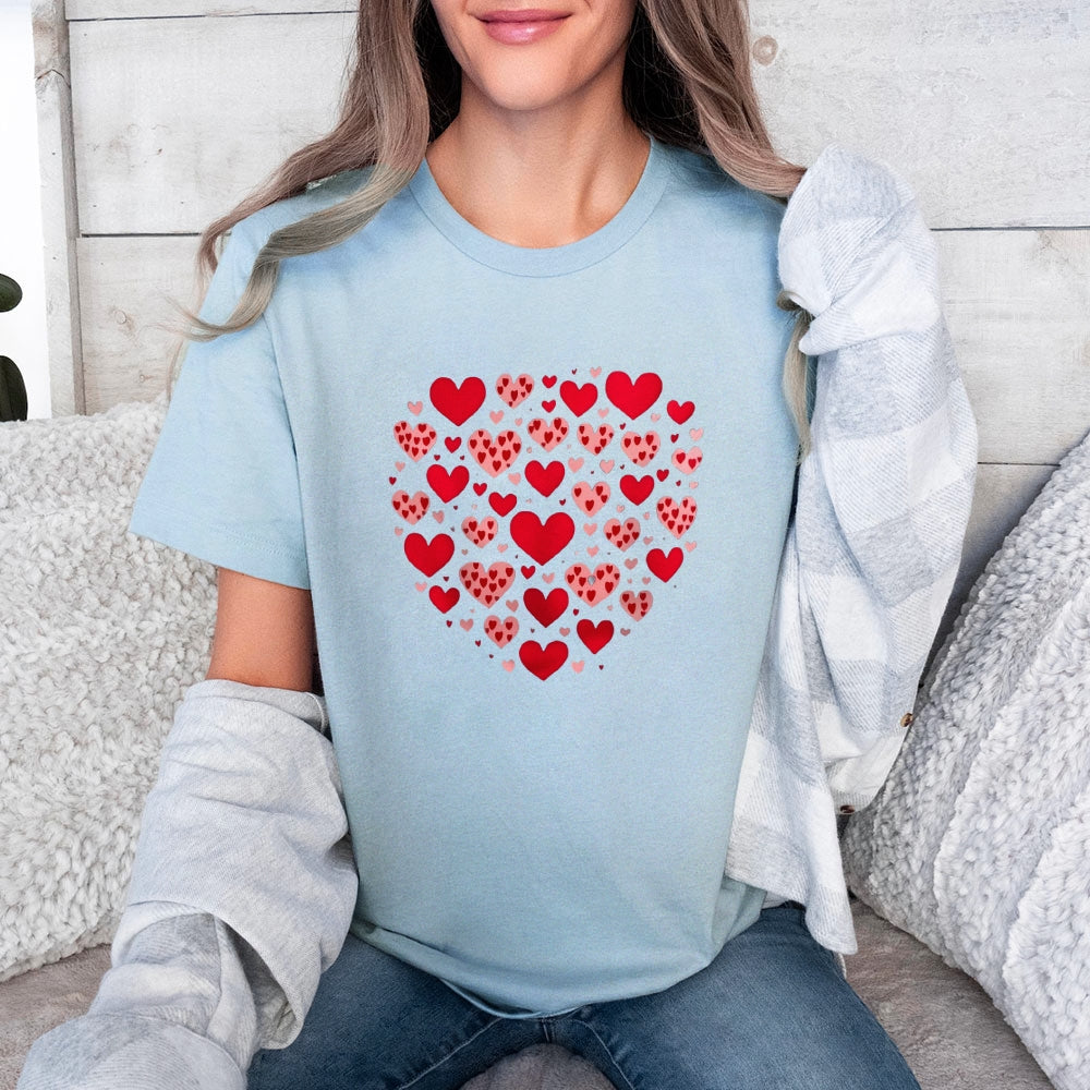 Women Valentine's Day Love Red Heart Print Graphic T-shirt