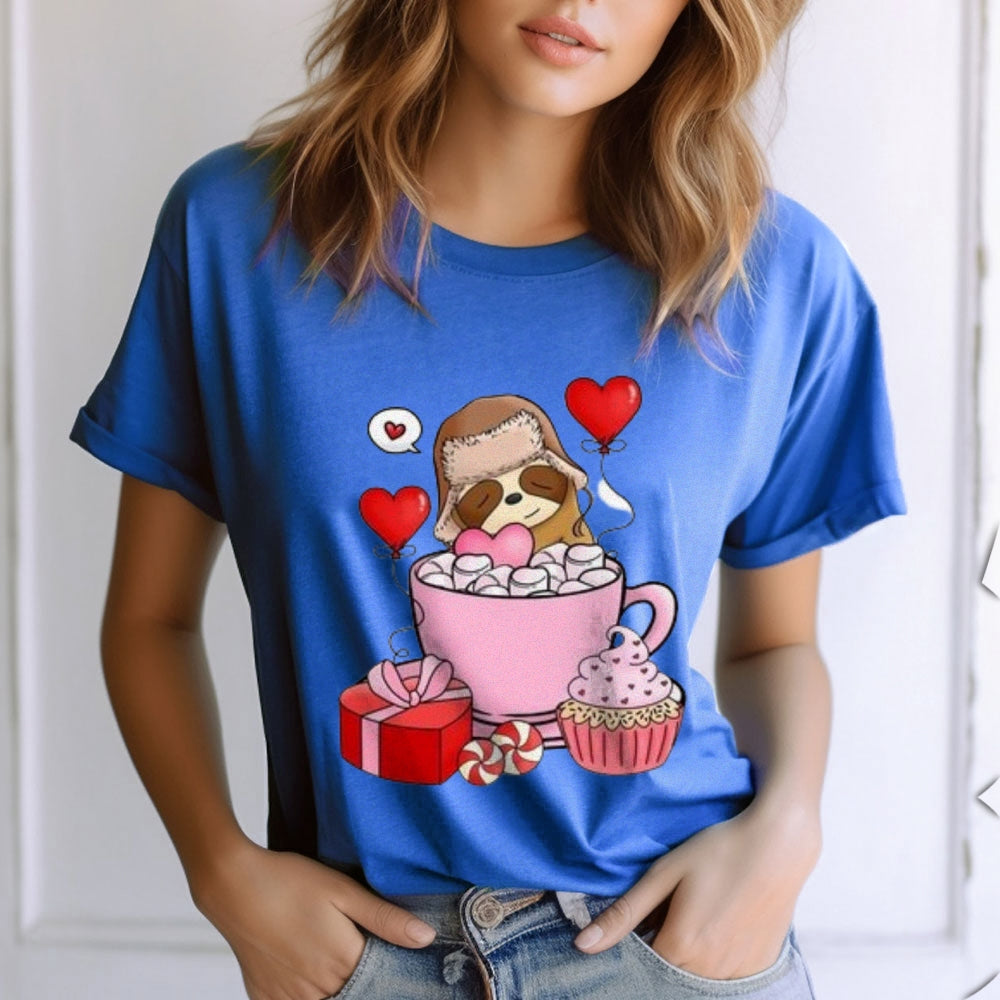 Women Happy Valentine's Day Print Graphic T-shirt