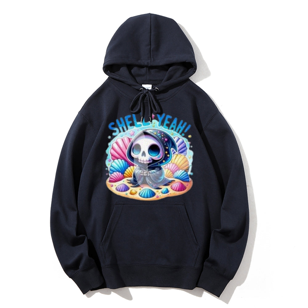 Women Cute Skeleton with Shell Graphic Hoodies