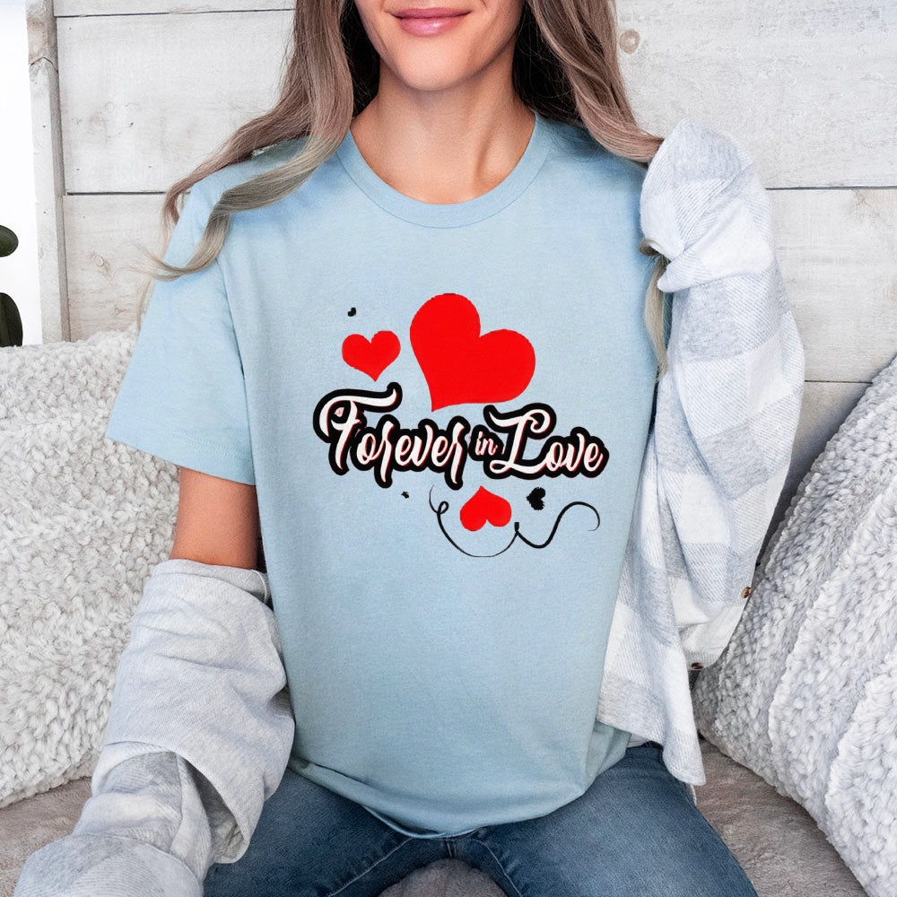 Women Valentine's Day Forever Love Heart Print Graphic T-shirt