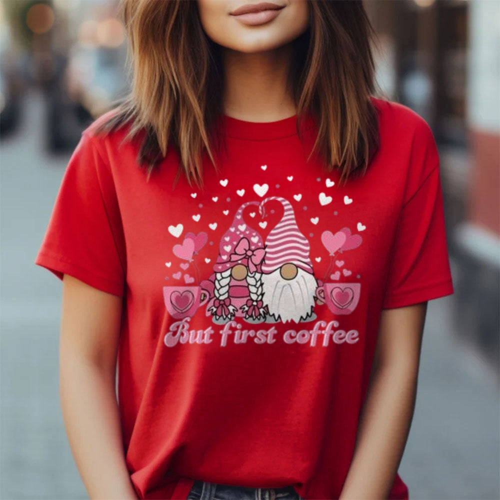 Women Coffee Is My Valentine's Day Print Graphic T-shirt