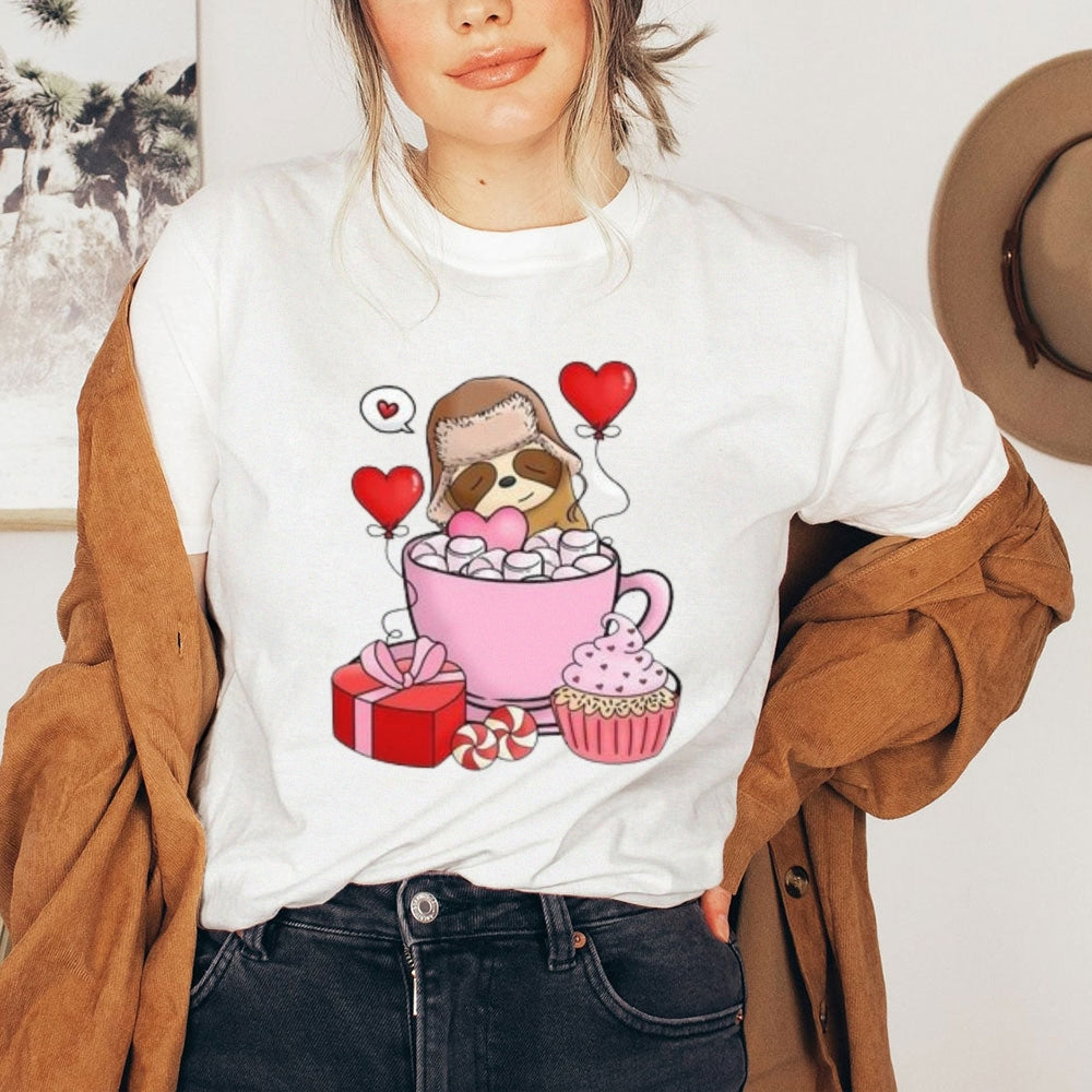 Women Happy Valentine's Day Print Graphic T-shirt