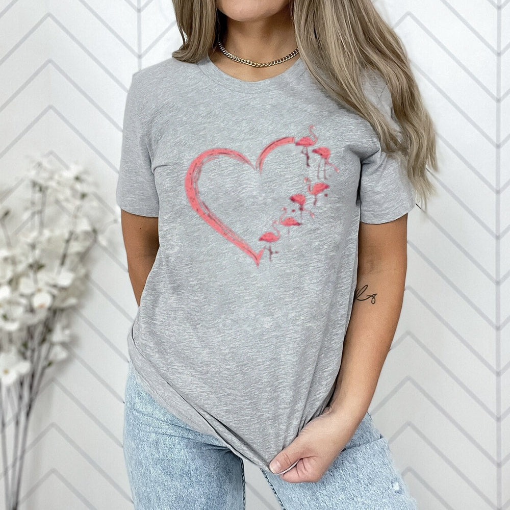 Women Love Flamingo For Valentine's Day Print Graphic T-shirt