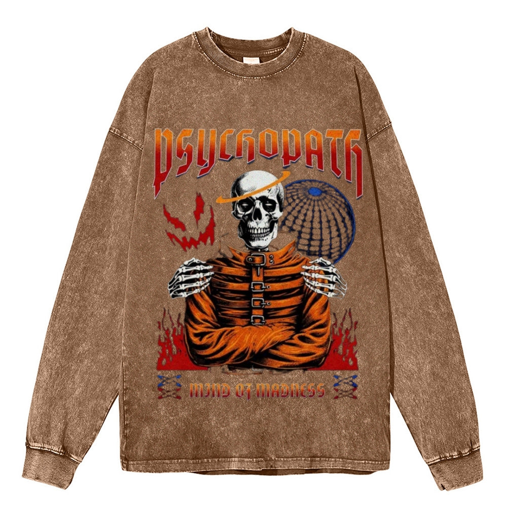 Oversized Vintage Washed MIND OF MADNESS Skull Graphic Sweatshirt