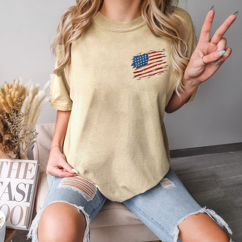 Women Flag Independence Day Stars Stripes Graphic T-shirt