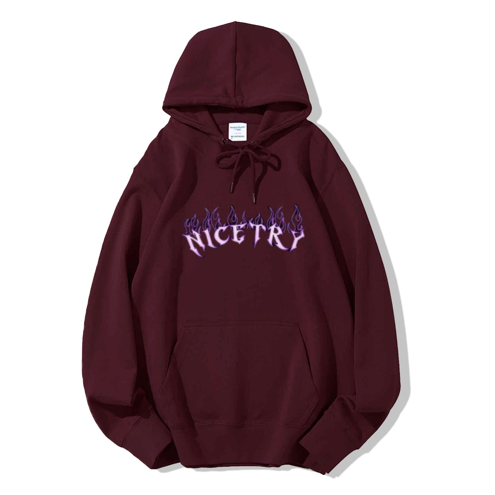 Mens NICE TRY Graphic Hoodies