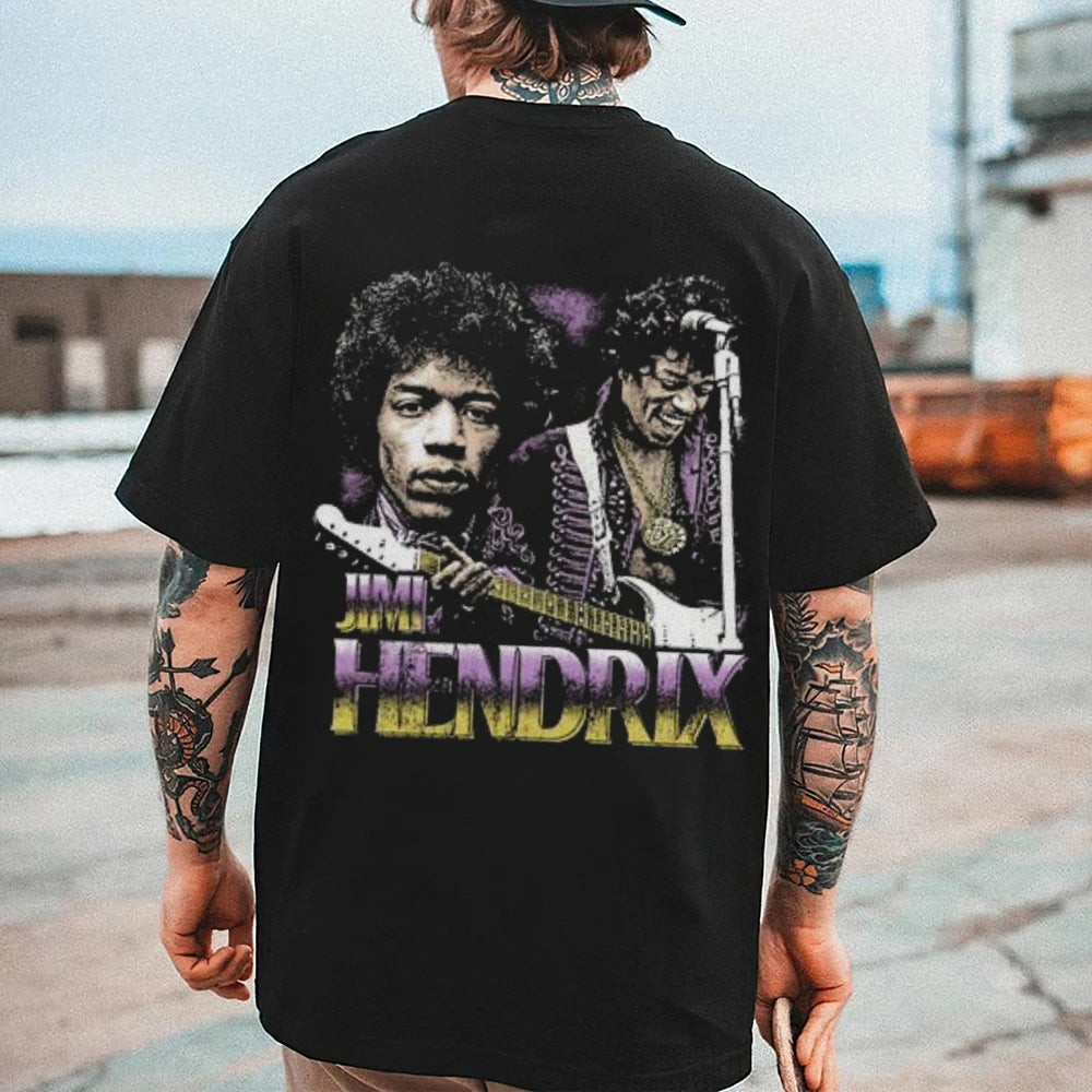 Mens Vintage Hendrix Darkness Style Print Graphic Tee