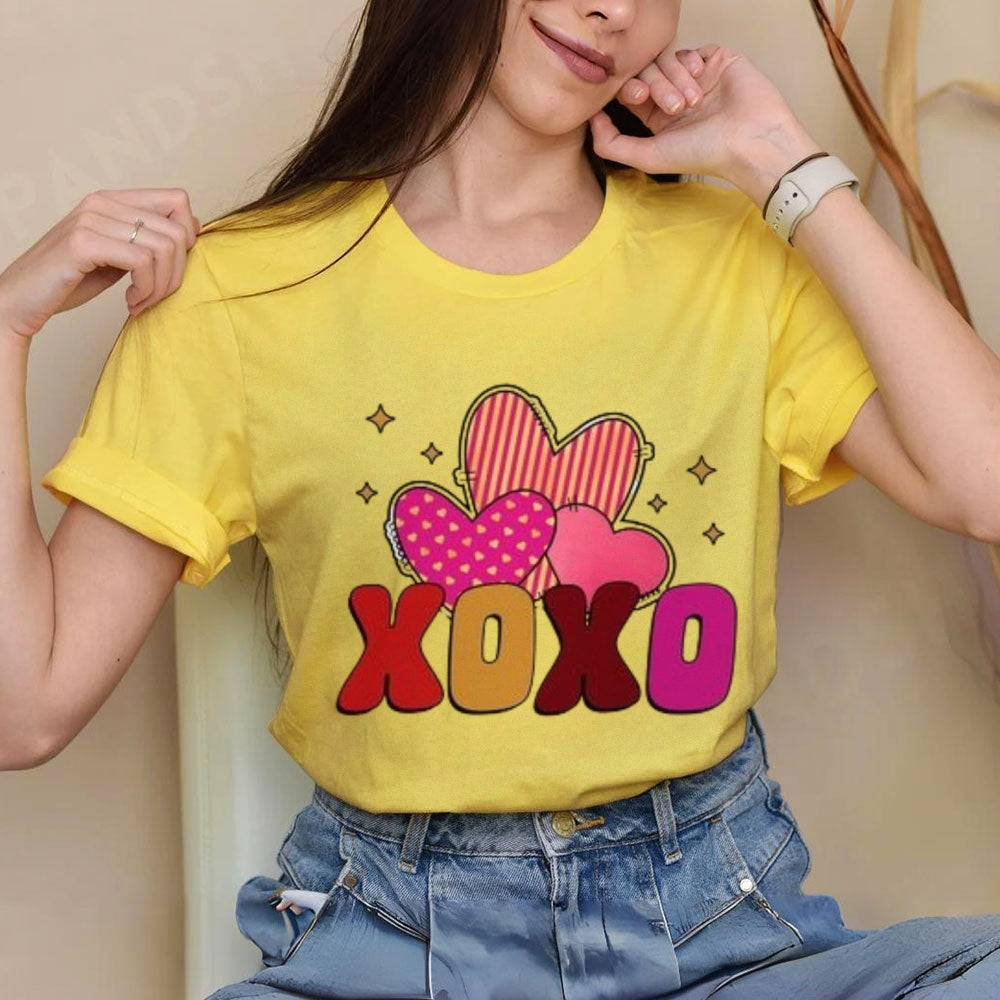 Women Love Heart Valentine's Day Print Graphic T-shirt