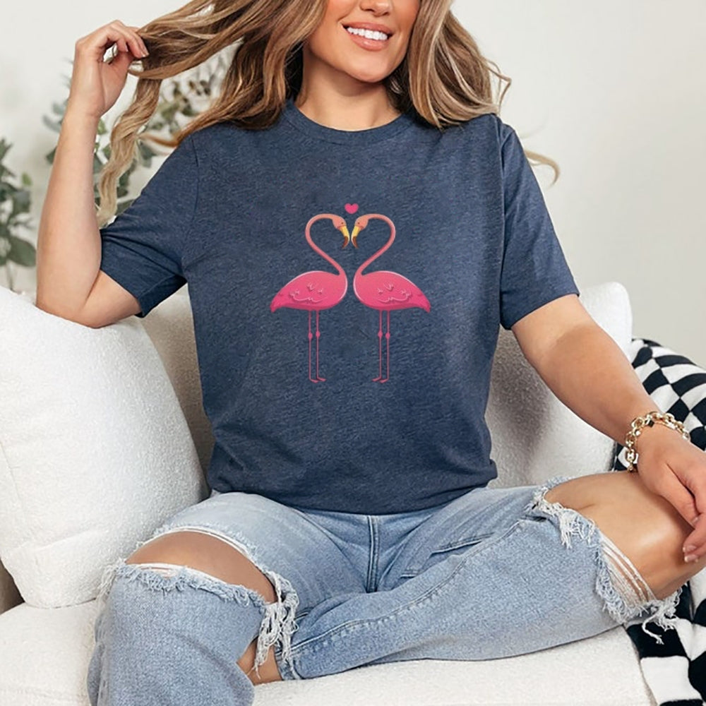 Women Love Flamingo For Valentine's Day Print Graphic T-shirt