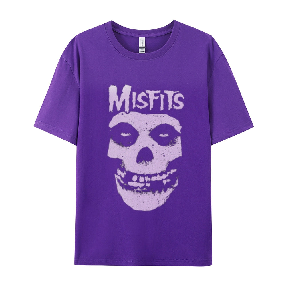 Mens Vintage The Misfits Rock Band Print Cotton Short Sleeve Casual Graphic T-shirt