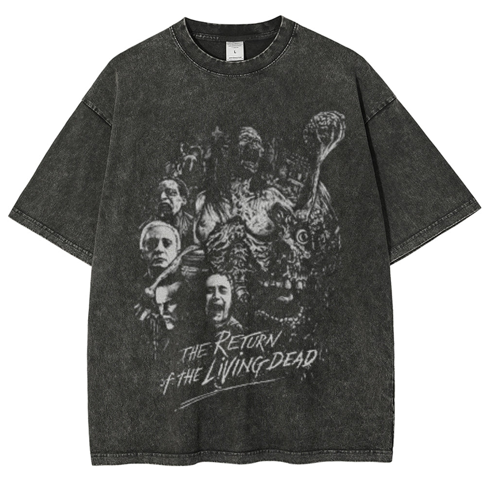 Unisex Vintage The Return of the Living Dead Horror Graphic Short Sleeve Washed T-shirt