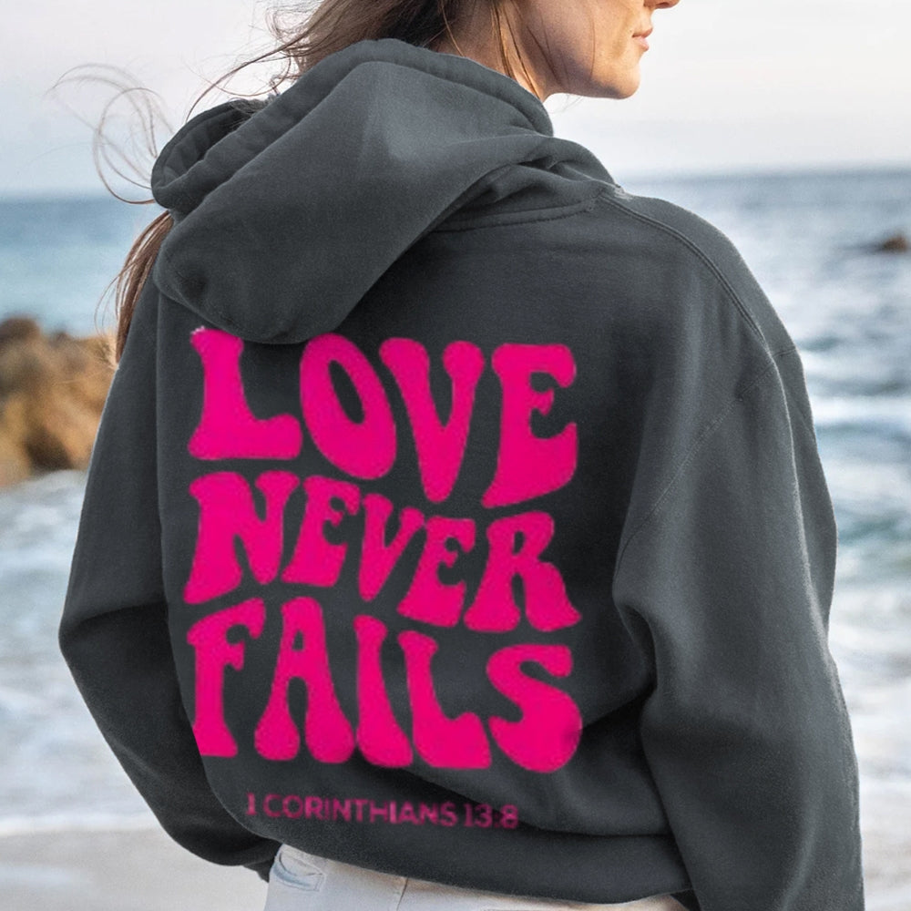 Women LOVE NEVER FAILS Letter Graphic Hoodies