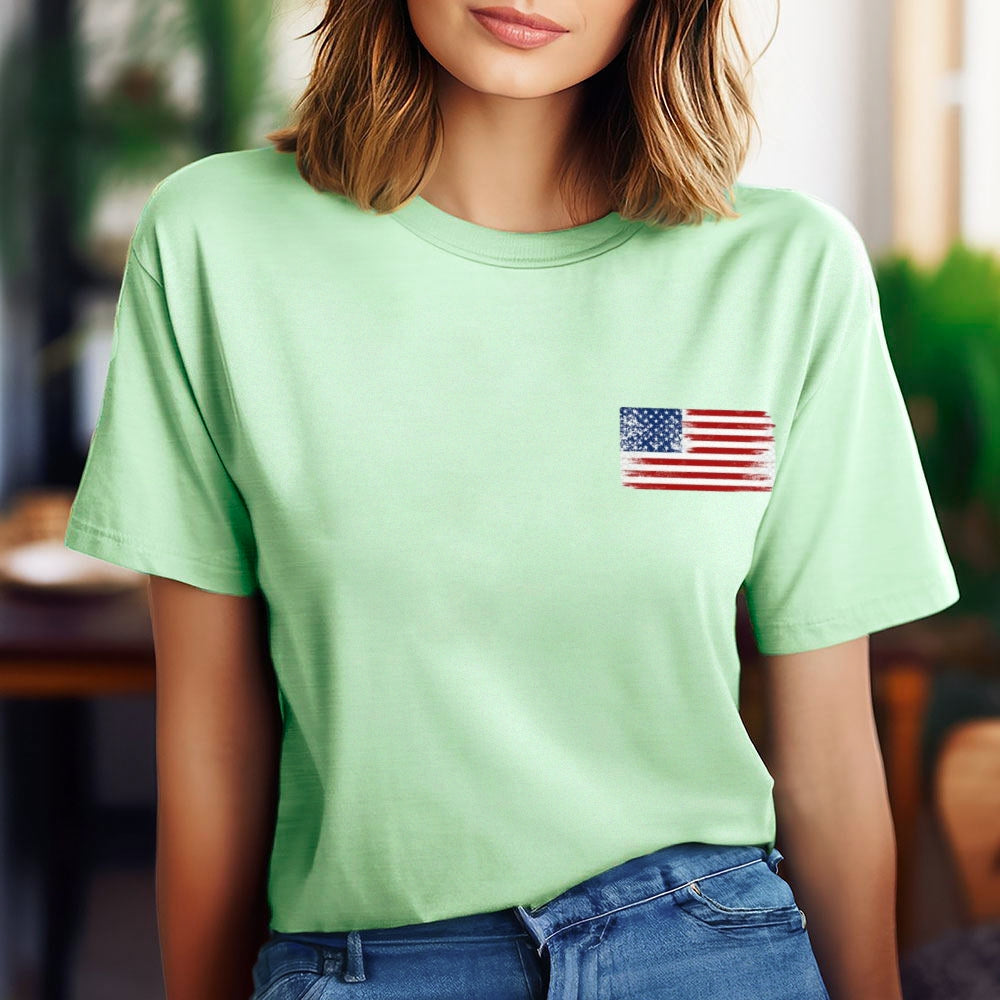 Women American Flag Print T-shirt