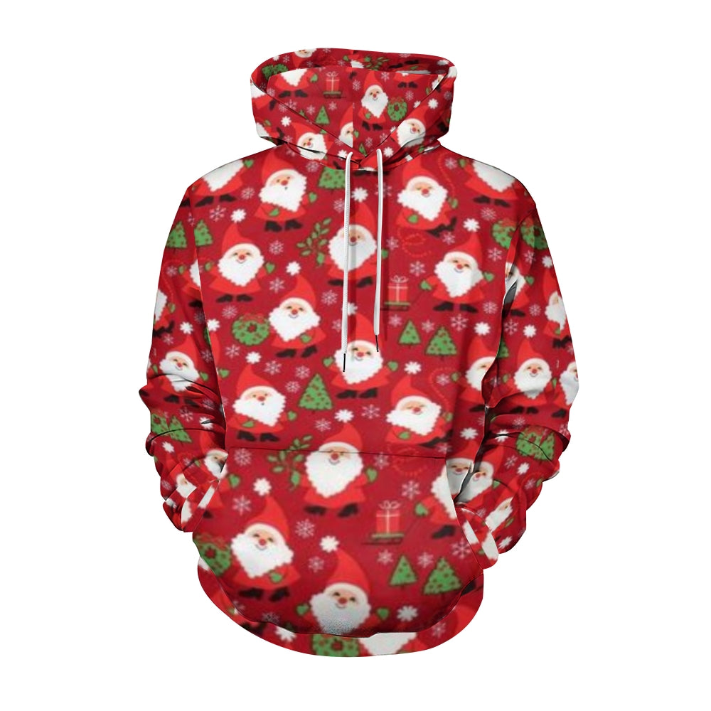 Mens Christmas Santa Claus Graphic Pullover With Kangaroo Pocket Hoodies