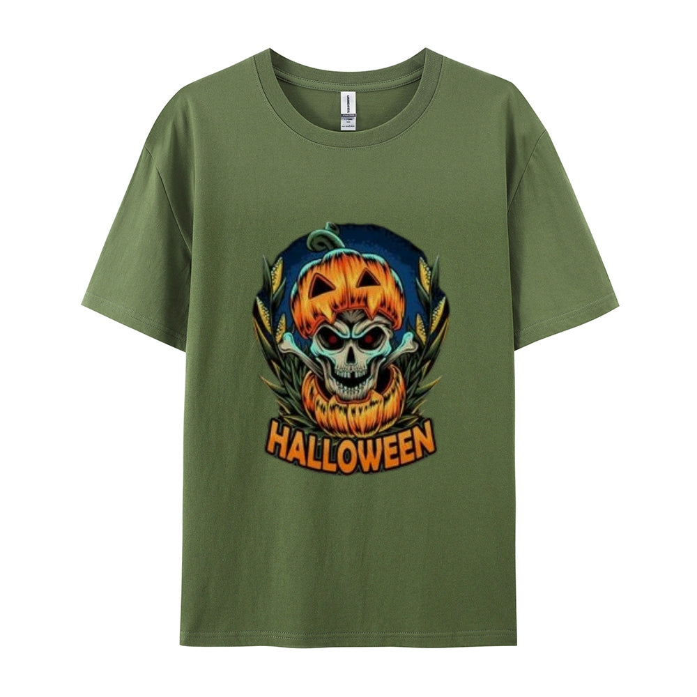 Mens Halloween Pumpkin Head Graphic Tee