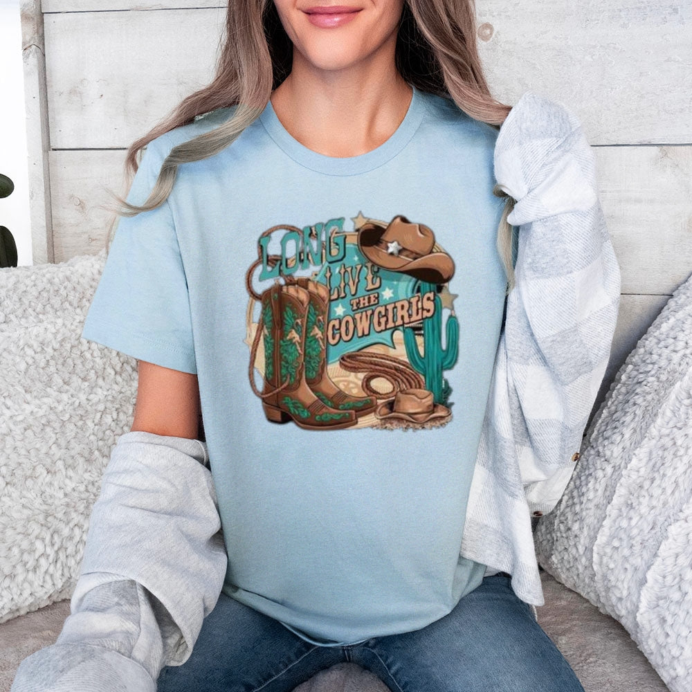 Women Long Live The Cowgirl Print Graphic T-shirt