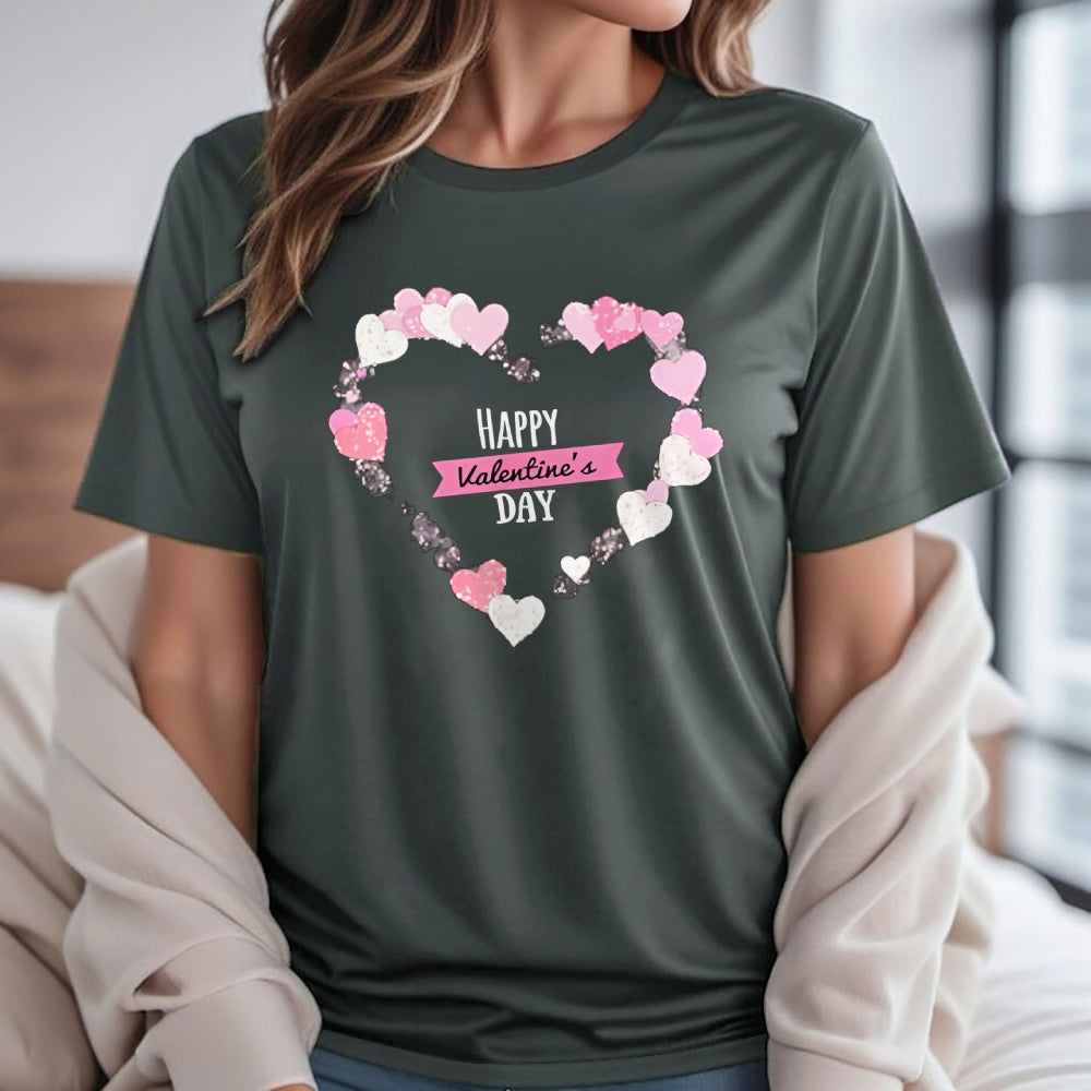 Women Happy Valentine's Day Print Graphic T-shirt