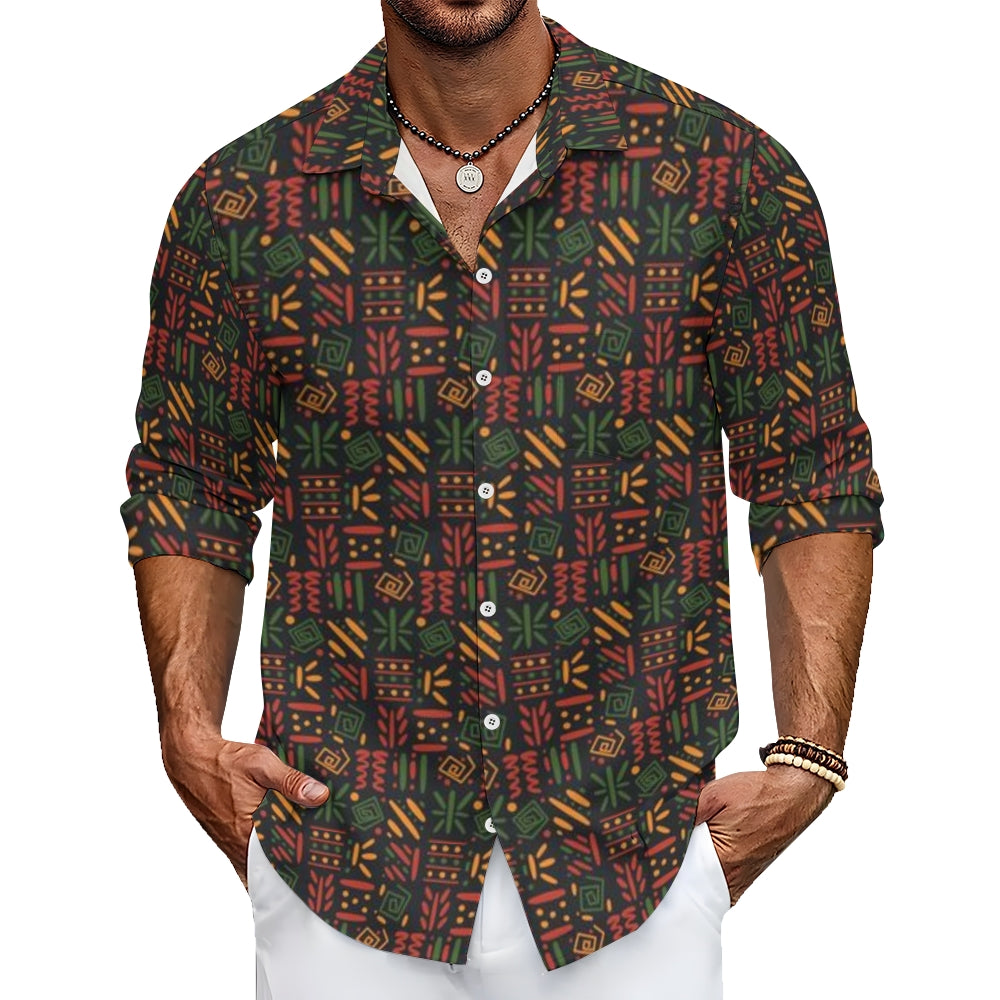 Mens African Print Long Sleeve Shirt