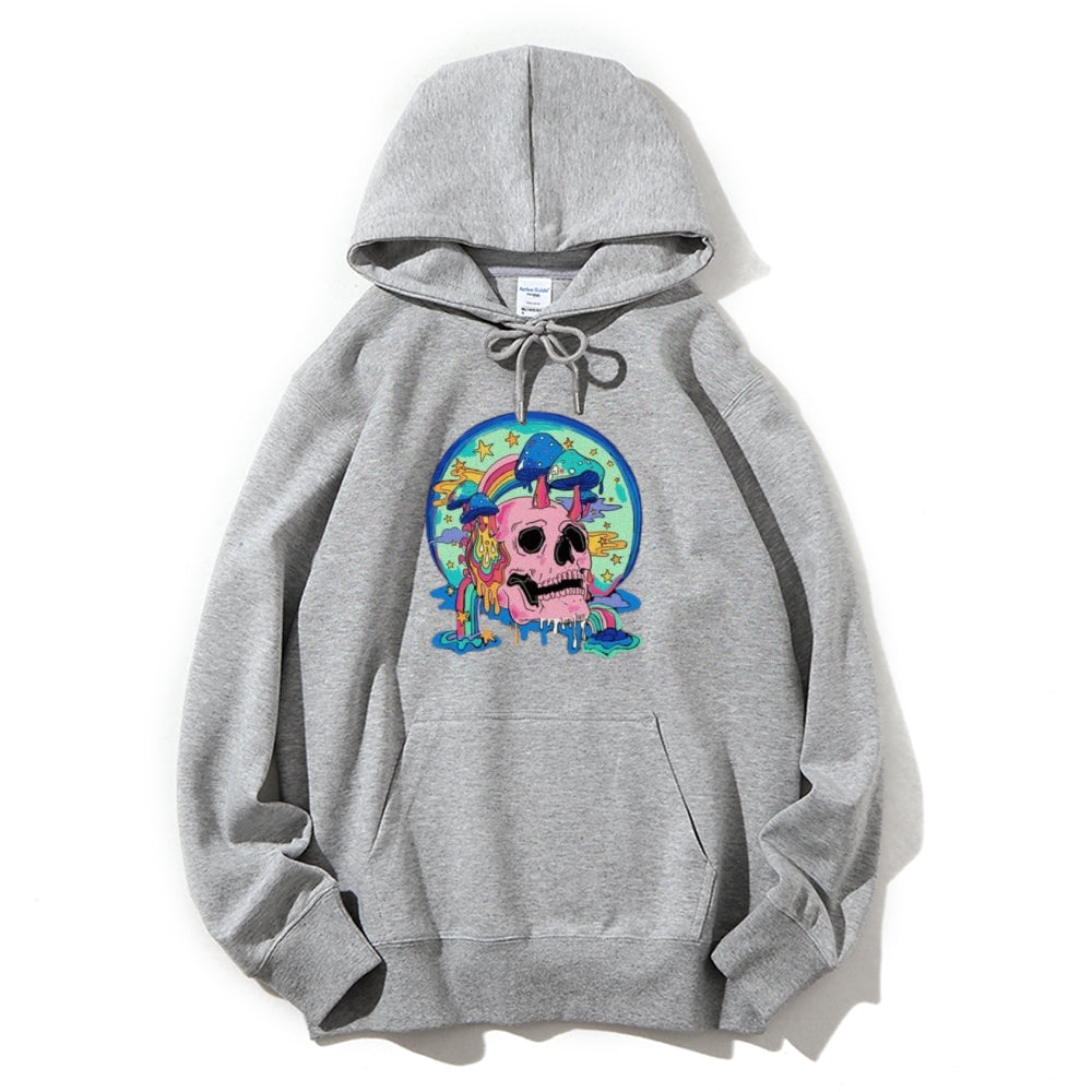 Mens Skull with Magic Mushroom Graphic Hoodies