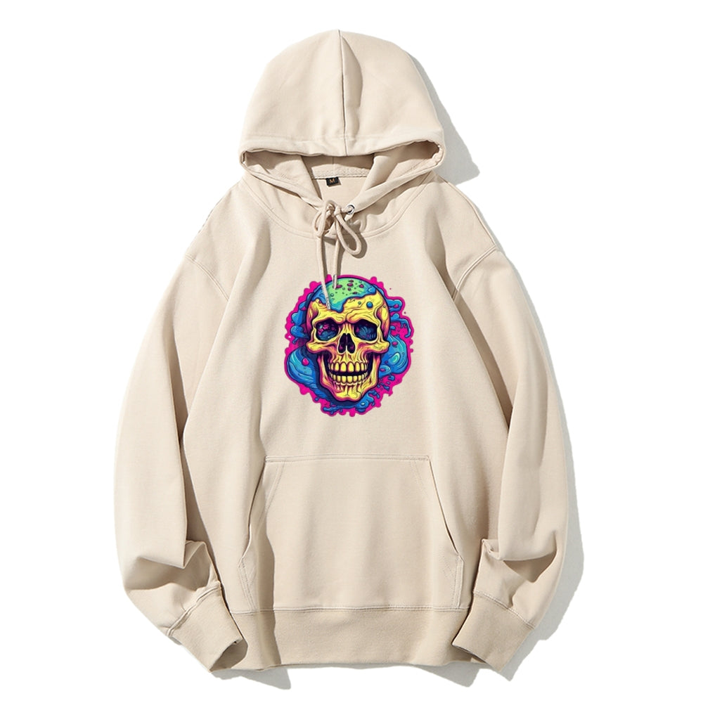 Mens Colorful Cartoon Skull Graphic Hoodies