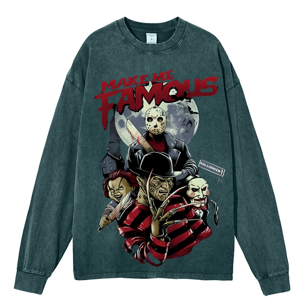 Oversized Vintage Horror Movies Washed Sweatshirt