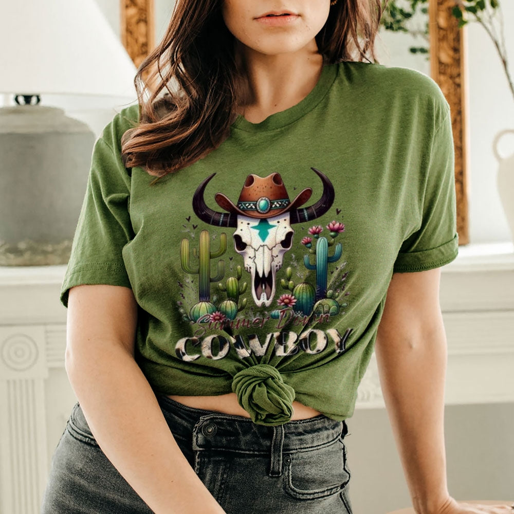 Women Western Cowboy Style Graphic T-shirt