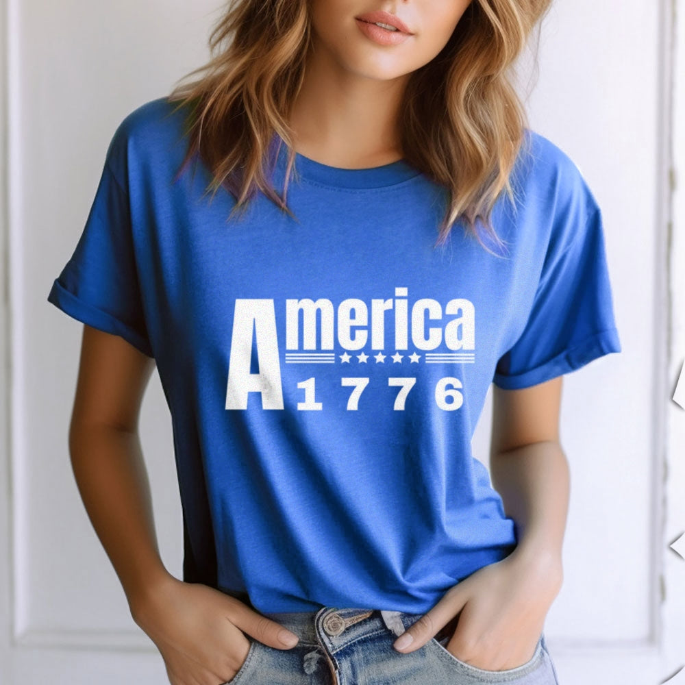Women America 1776 Star Print T-shirt
