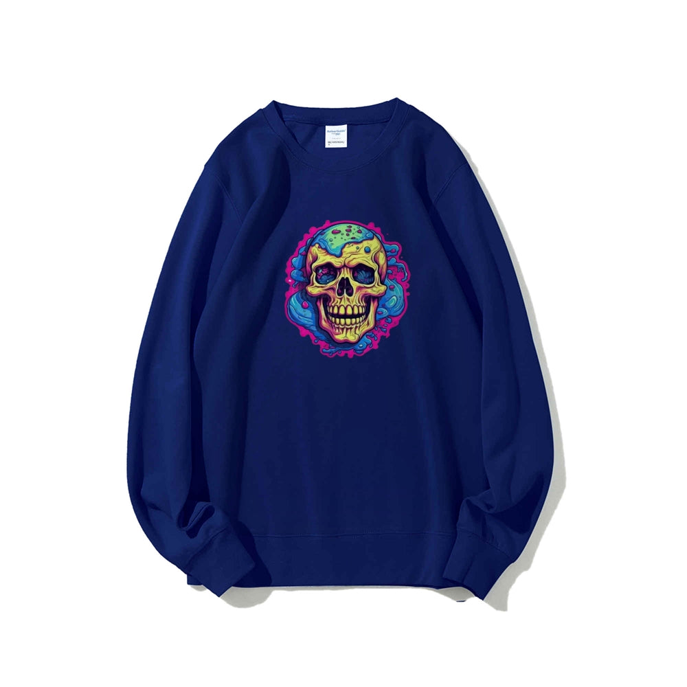 Mens Colorful Cartoon Skull Graphic Sweatshirts