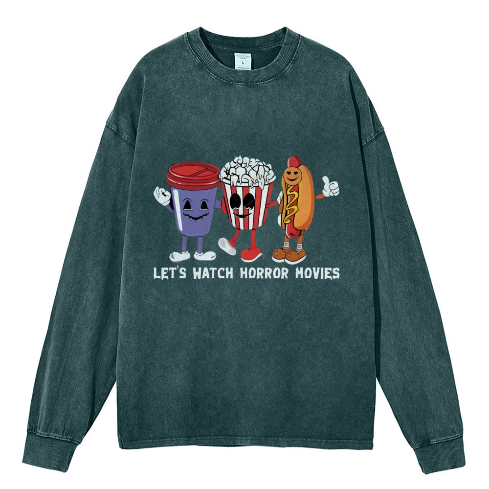 Oversized Vintage Horror Movies Washed Sweatshirt