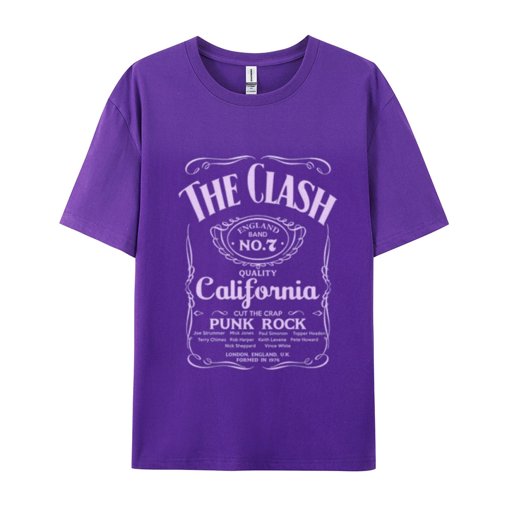 Mens Vintage The Clash Rock Band Print Cotton Short Sleeve Casual T-shirt