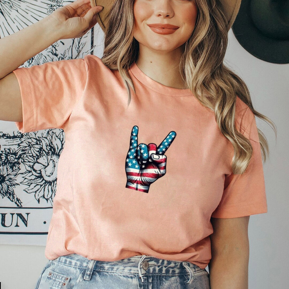 Women Independence Day Victory Flag Print T-shirt