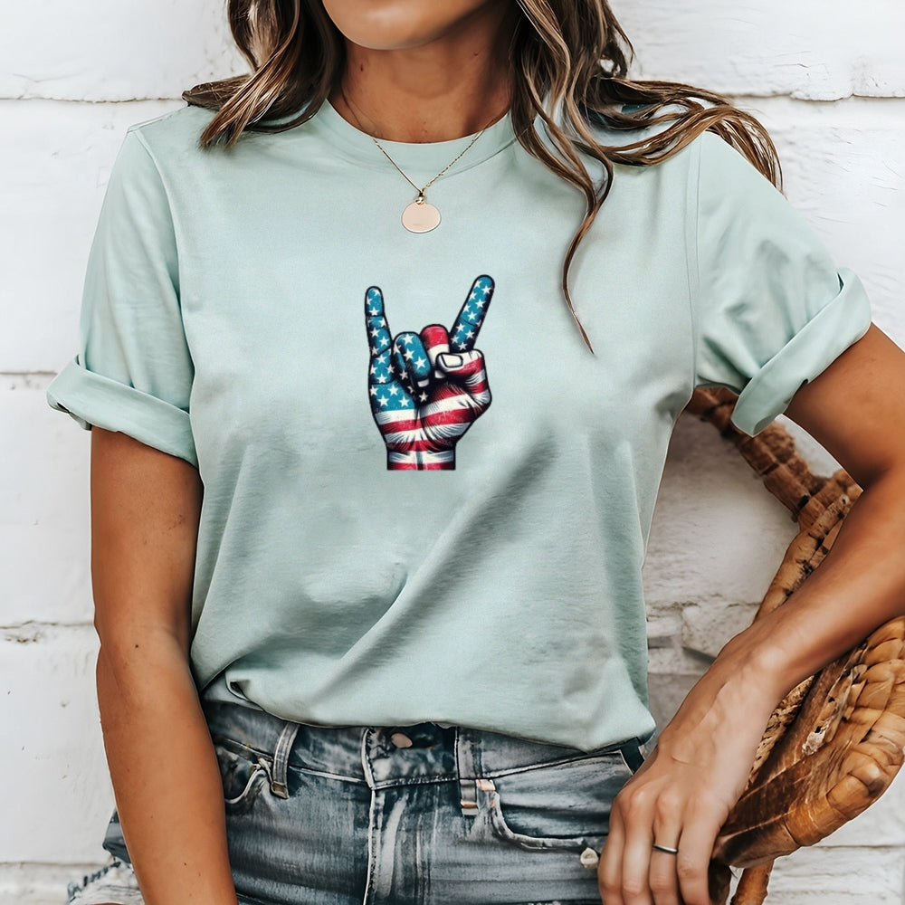 Women Independence Day Victory Flag Print T-shirt