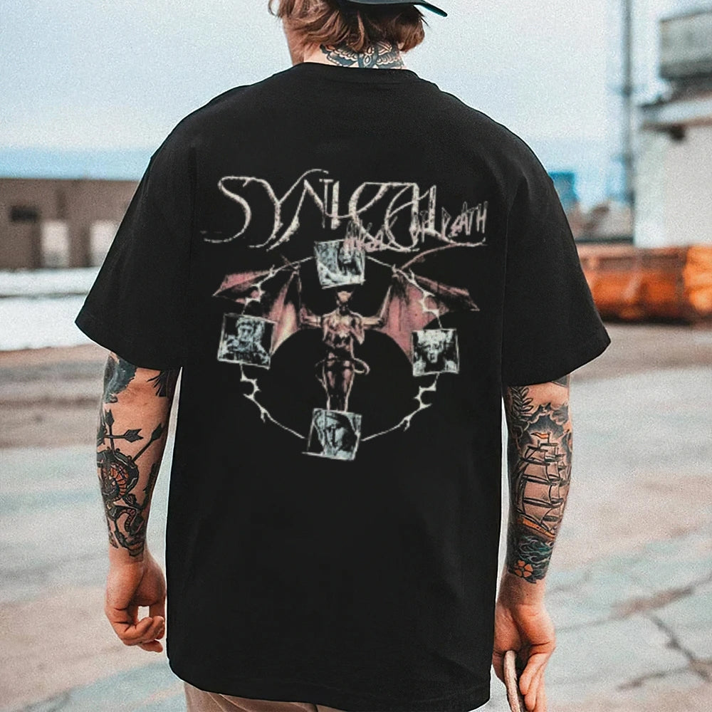 Mens Vintage Synical Angel Darkness Style Print Graphic Tee