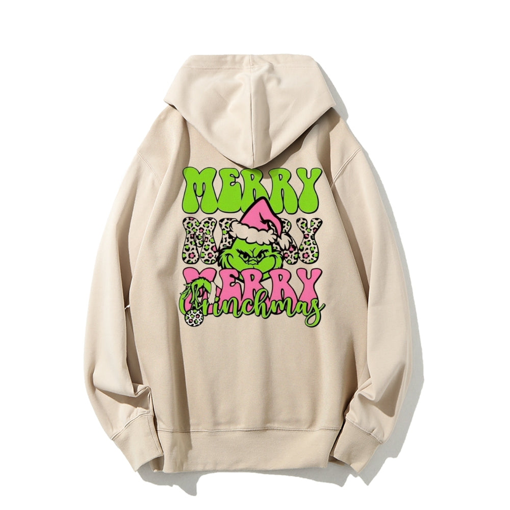 Merry Christmas Vibes Graphic Pullover With Kangaroo Pocket Hoodies