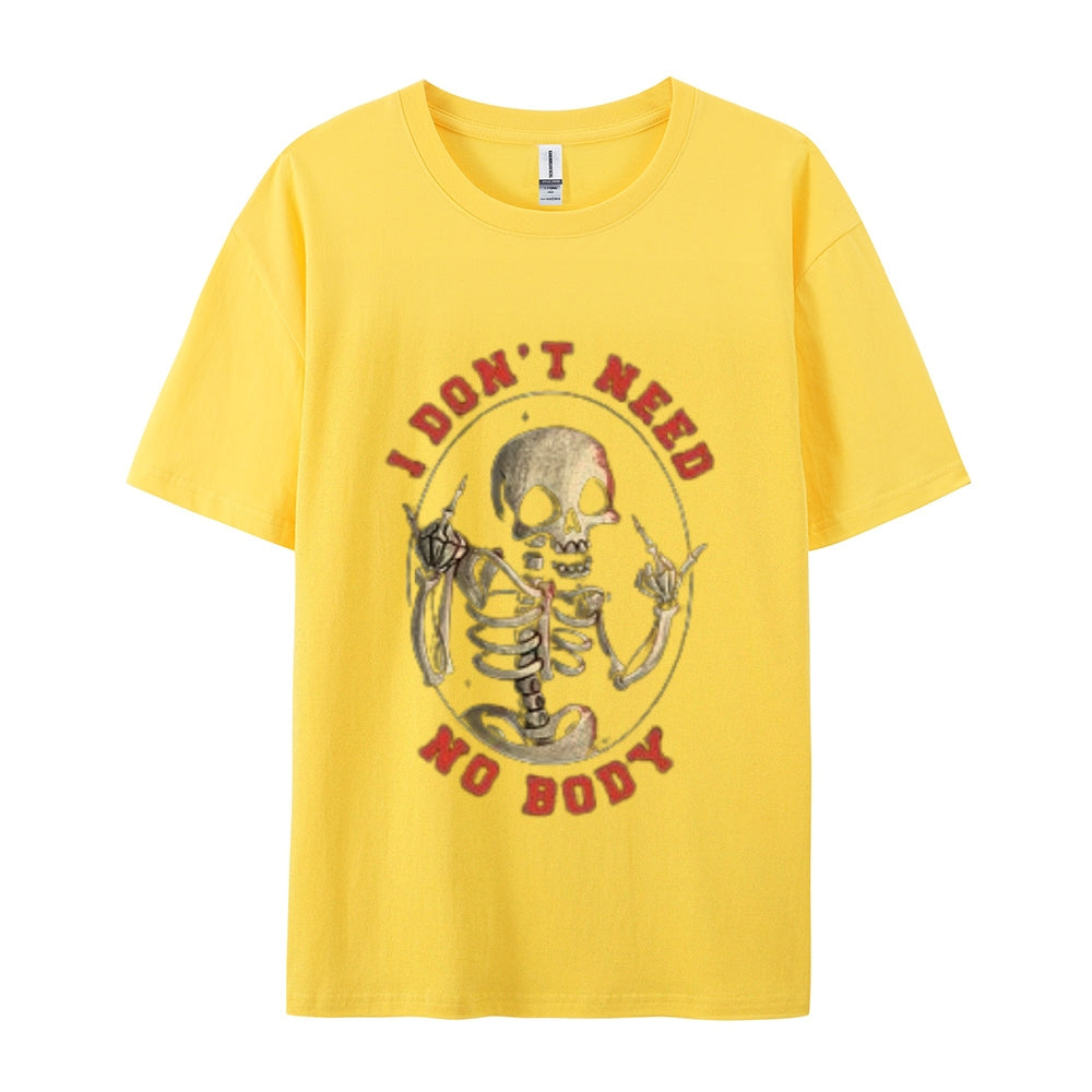 I DON'T NEED NO BODY Mens Skull Graphic Tee