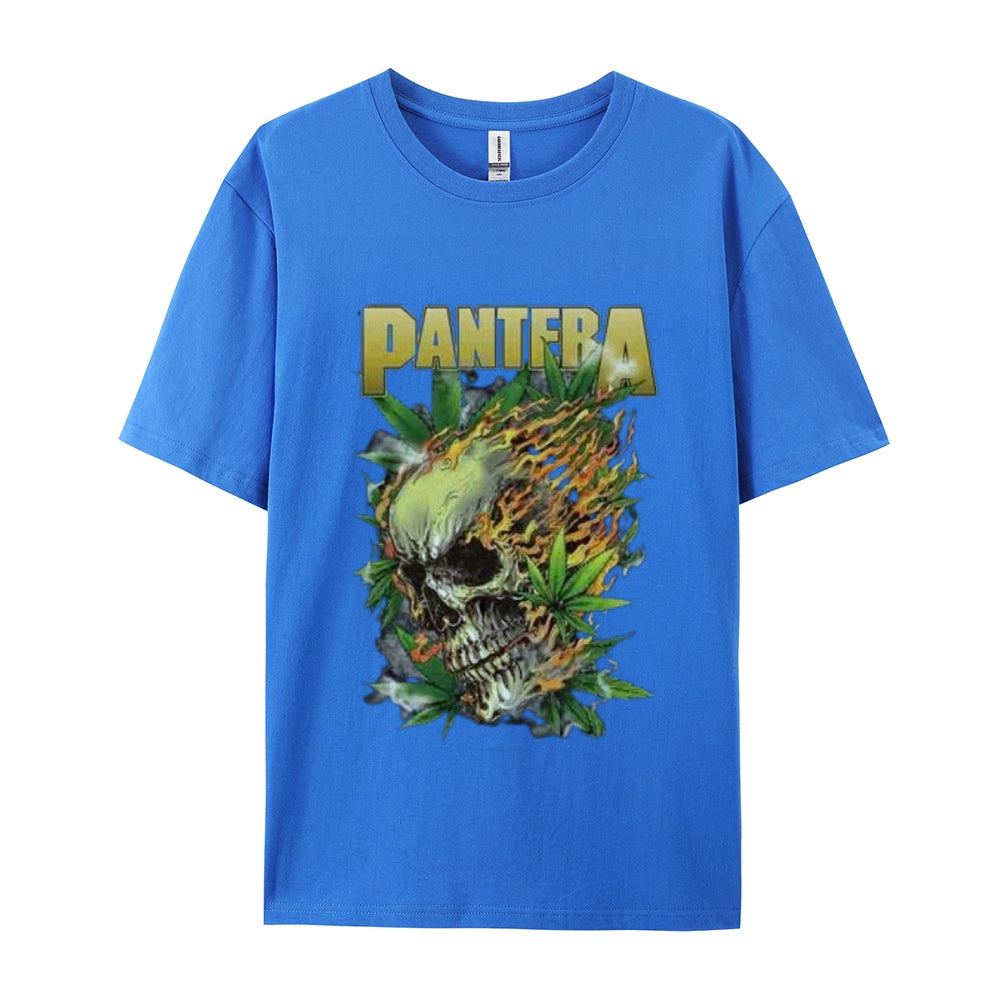 Mens Vintage The Pantera Rock Band Print Cotton Short Sleeve Casual Graphic T-shirt