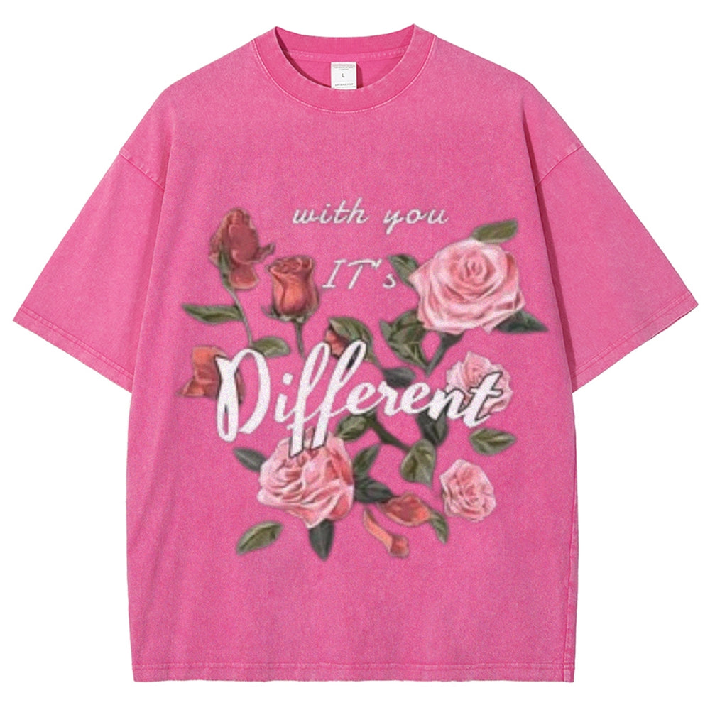 Women Washed Vintage Different You Graphic Tee