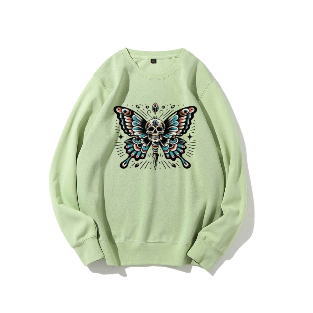 Women Butterfly Skull Graphic Sweatshirts