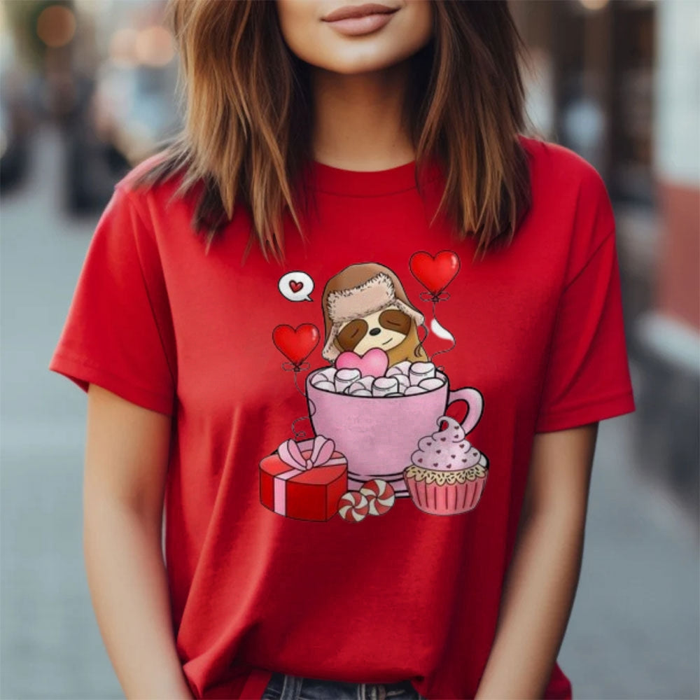 Women Happy Valentine's Day Print Graphic T-shirt