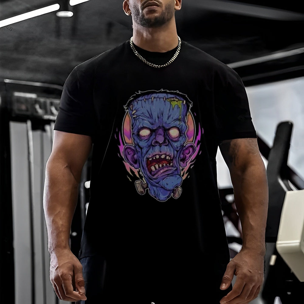 Mens Halloween Zombie Heads Graphic Tee