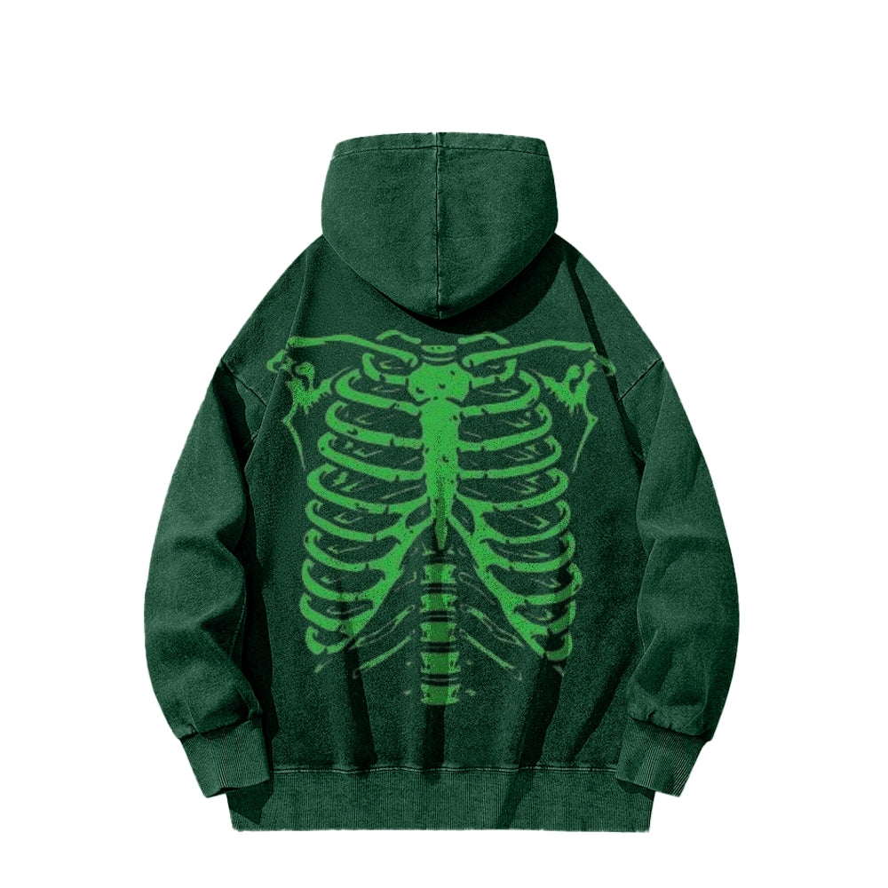 Mens Vintage Green Skeleton Graphic Hoodies